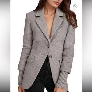 Favorite Daughter City Rib-Knit Cuff Gray Blazer Size Medium